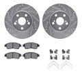 Dynamic Friction Co 7512-76079, Rotors-Drilled and Slotted-Silver w/ 5000 Advanced Brake Pads incl. Hardware, Zinc Coat 7512-76079